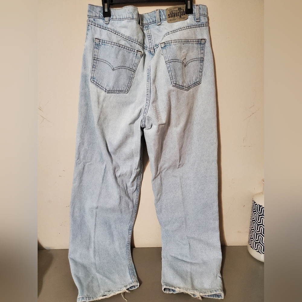 Y2K 90s Levis Silvertab Baggy Mens Light Wash Denim Skater Jeans USA Size 38x32 - Picture 5 of 9
